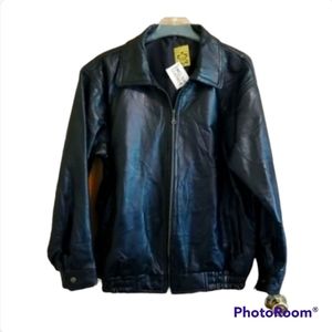 NEW Men's Genuine English Leather Black Coat Medium